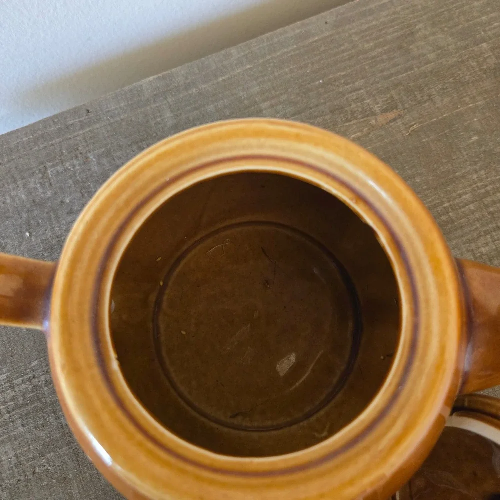 Vintage Waku West Germany Ceramic Teapot Caramel Brown Glossy Glaze 102/II
